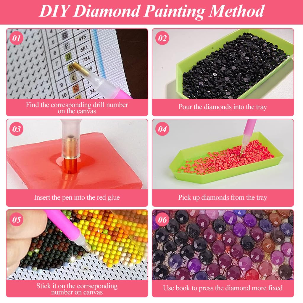 HASTHIP® Diamond Painting Kits for Adults Flowers Art DIY 5D 12x16inch Full Drill Painting Crafts 2 PCS