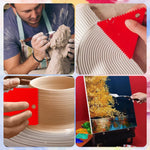 HASTHIP Acrylic Paint Scrapers Set for Texture Art with 9 Steel Tools & 6 Panels | Ergonomic Wooden Handles for Artists