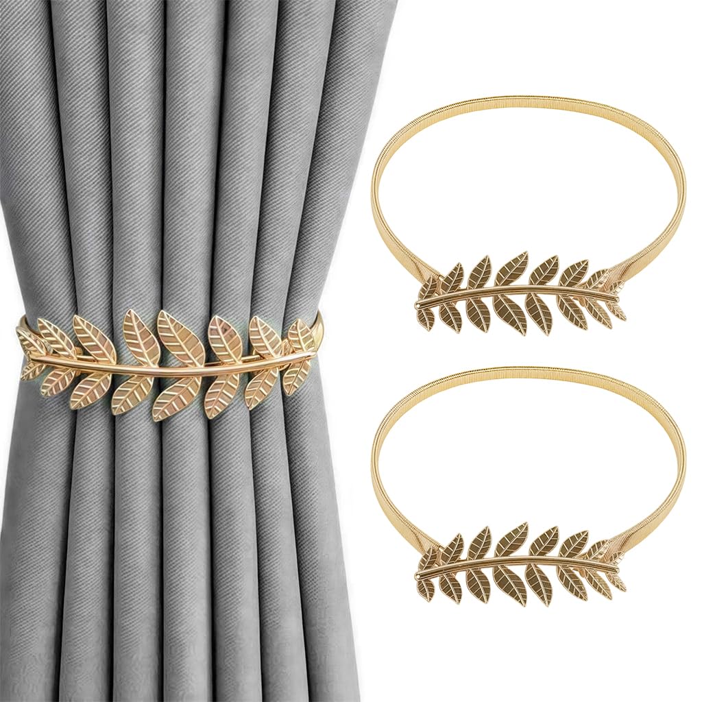 HASTHIP® Curtain Rod with Spring Leaf and Wheat Ear Design, Adjustable Metal Window Drapery Rod for Living Room Bedroom, Heavy Duty Decorative Curtain Pole, Quality Home Décor Accessory