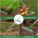 HASTHIP Garden Rake for Lawn Care with 170cm Adjustable Handle featuring Dual‑Edge Alloy Steel | 2PCS Heavy Duty Farming Tool