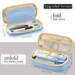 HASTHIP Pencil Case for Students with Double Zipper and Expandable 21.5×10×7 cm Design | Light Blue 2 PCS