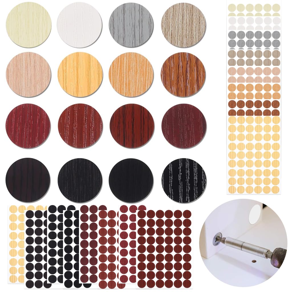 HASTHIP Screw Covers for Furniture with 864 pcs 0.83 in PVC Stickers | Waterproof and Self-Adhesive