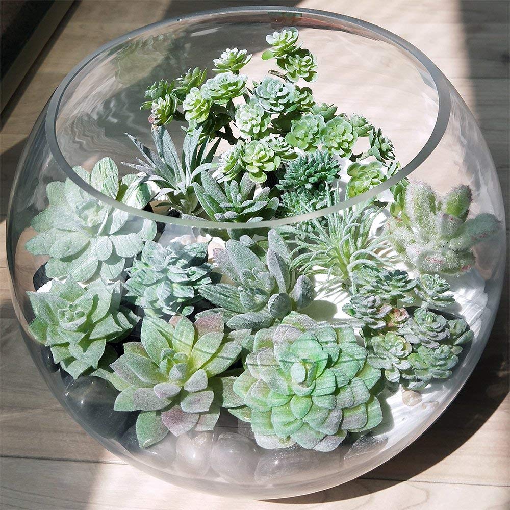 11Pcs Artificial Succulent Plants, Faux Succulent in Flocked Green in Different Type Different Size, Mini Artificial Plants Desk Decor, Computer Desktop Decoration