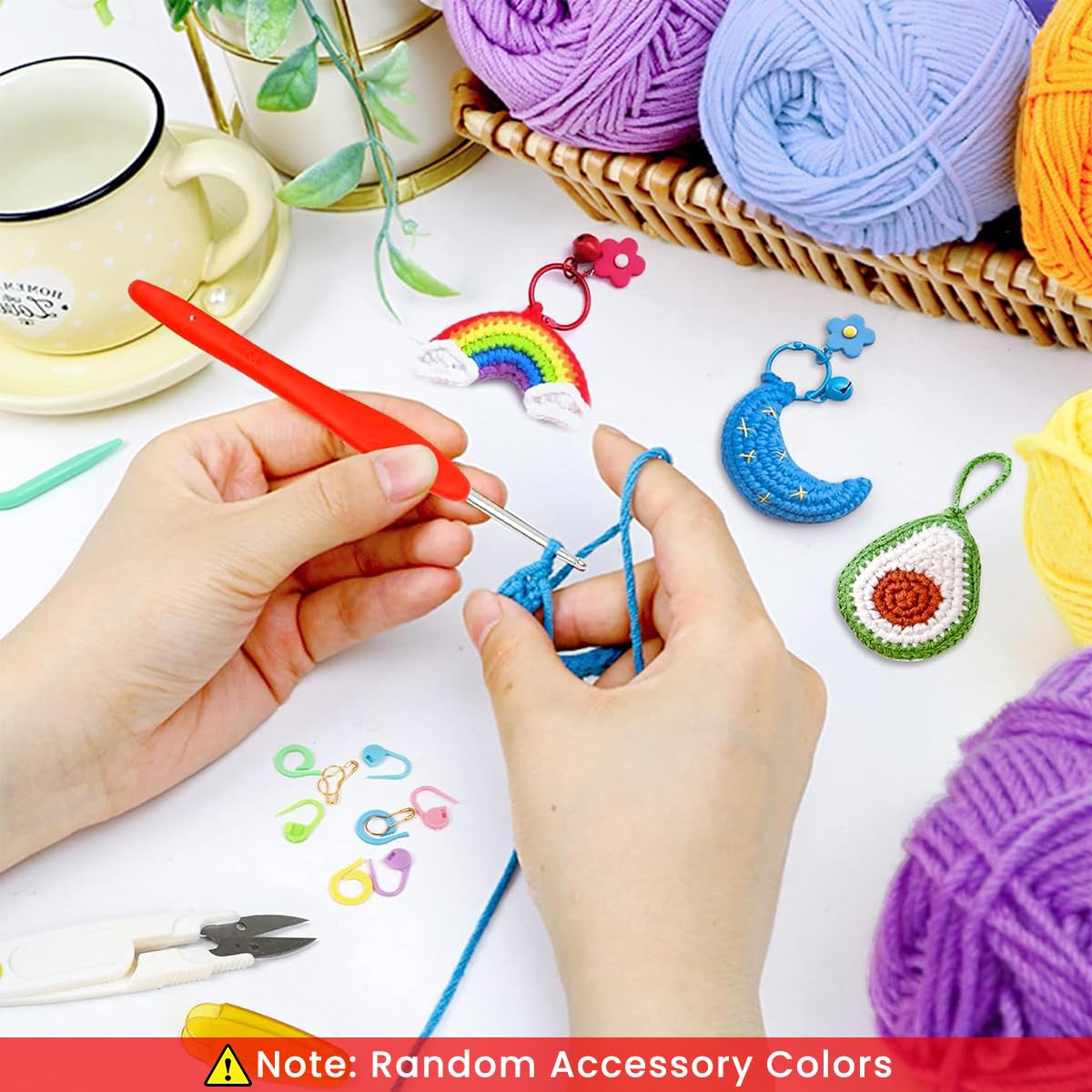 HASTHIP Crochet Kit for Beginners including 107 pcs ergonomic hooks and yarns | unicorn bag