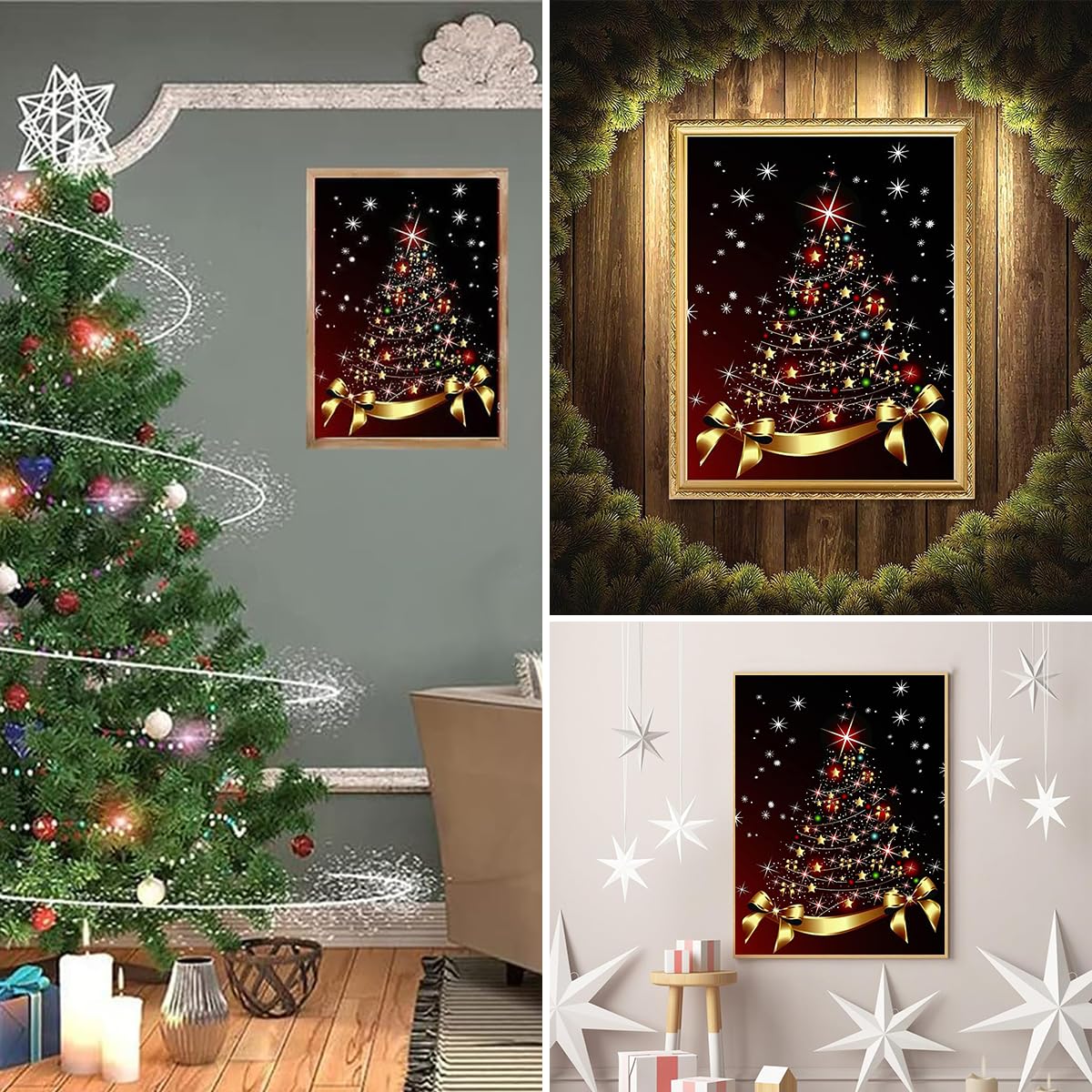 Diamond Painting Kit, 12x16inch Christmas Wall Decor Christmas Tree, 5D Diamond Painting Kit for Adults, Suitable for Wall Decoration, Christmas Decorations Items, No Frame