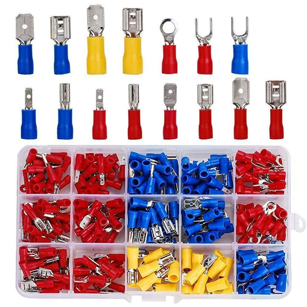 280pcs Wire Connector, Cable Connector Wire Connector Jointer Crimp Connectors Assortment Set, Electric Cable Lugs, Flat, Round Connectors, Fork, Ring Terminals, Butt Connectors