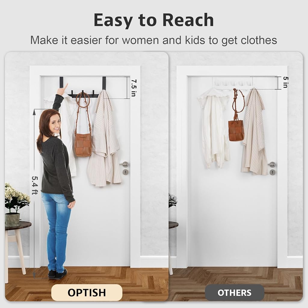 HASTHIP® Over The Door Hooks, Door Hanger Hook, Towel Rack for Bathroom, Door Towel Hanger for Hanging Clothes Hat (Black, 1 Pack)