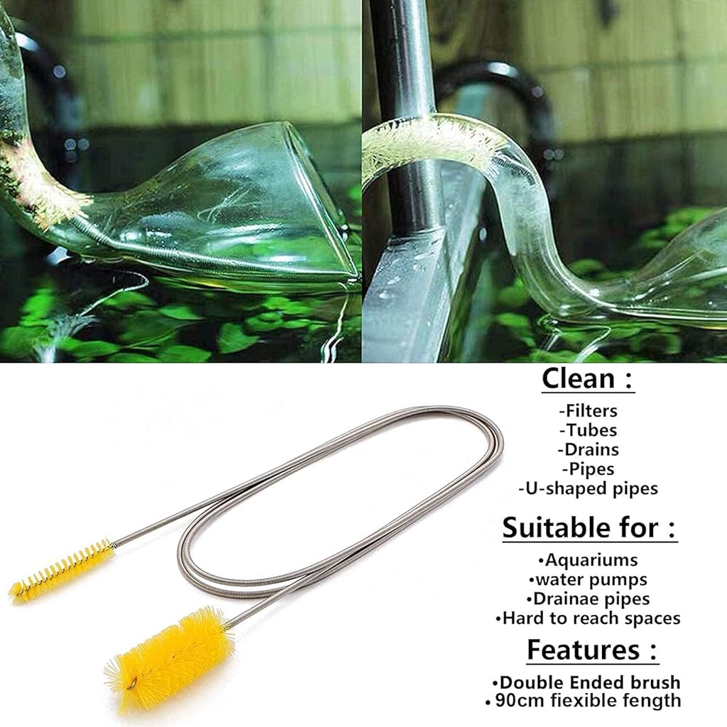 HASTHIP® Kit de Herramientas Aquascaping 7 en 1,Acero Inoxidable para Tanques de Peces,Pinzas Tijeras Espátula Cepillo Limpieza y Red para Plantas Acuáticas y Decoración Acuario