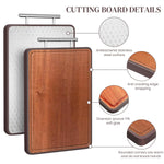 HASTHIP Cutting Board for Kitchen with Double Sided Steel and Ebony Wood 42.5x30.5x2cm