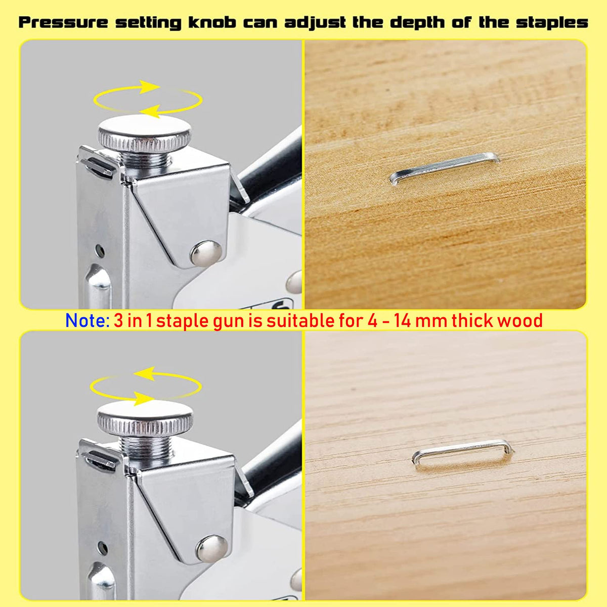 Heavy Duty Staple Gun, 3 in 1 Heavy Duty Stapler Staple Gun with Stapler Remover and 2100Pcs Staples, Tracker Machine with Pins Staple and Nail Gun for Wood Furniture Woodworking SofaSeat Cover Repair