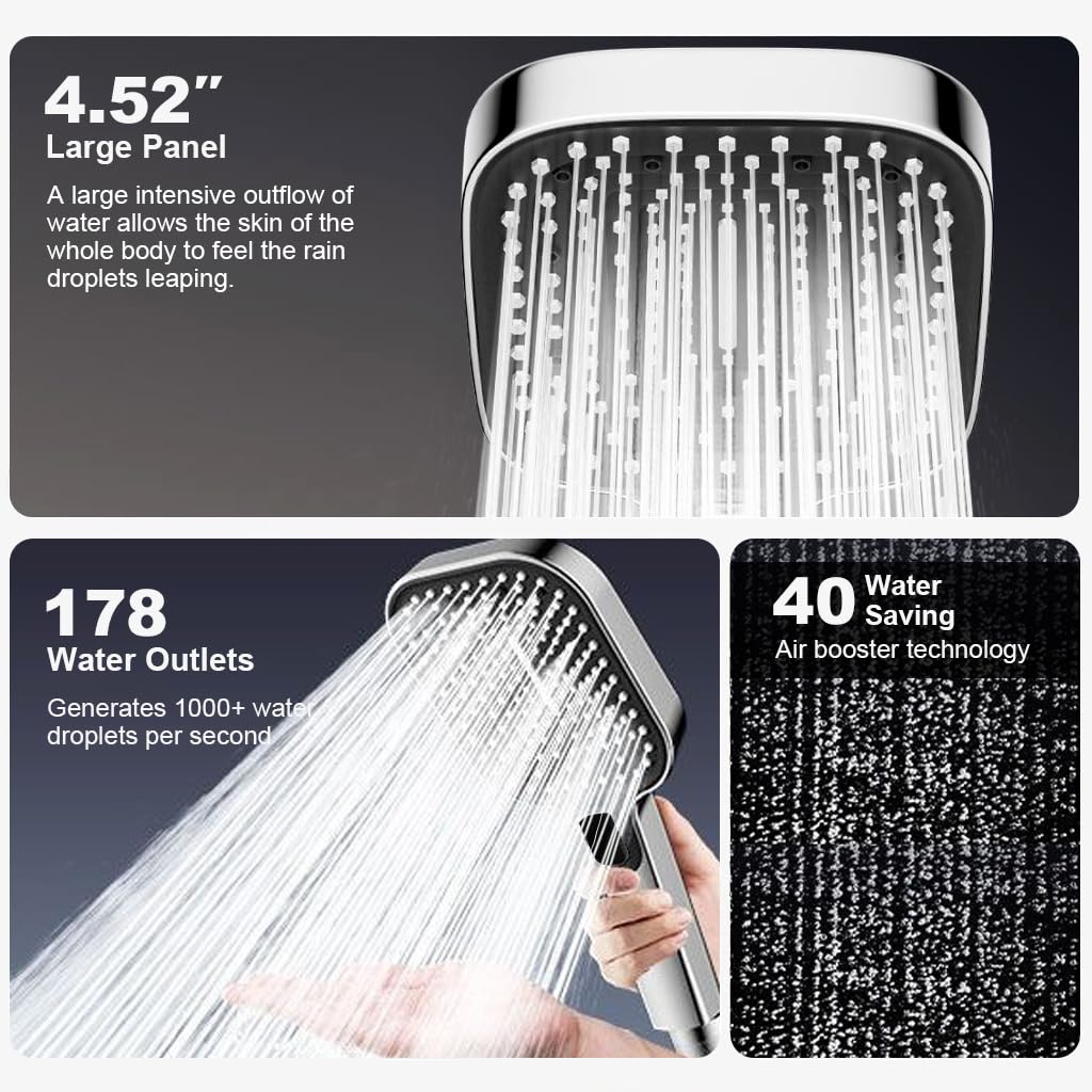 HASTHIP® High Pressure Shower Heads With 3 Spray Modes, Quality Construction, Adjustable Stream Settings, Ideal For Homes And Apartments, Polished Chrome Finish