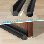 HASTHIP Door Bottom Sealing Strip 37.4 in 2 Pack for Draft Blocking with Self Adhesive | Black PU and PVC Foam Weather Stripping