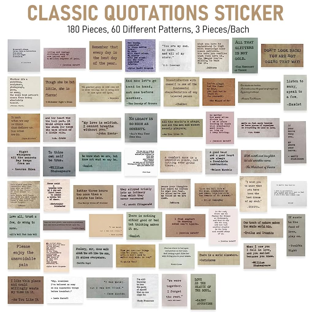 HASTHIP Motivational Quote Stickers for Journaling and Scrapbooking with 180 PVC Waterproof Vintage Designs | Ideal for Planners and Laptops