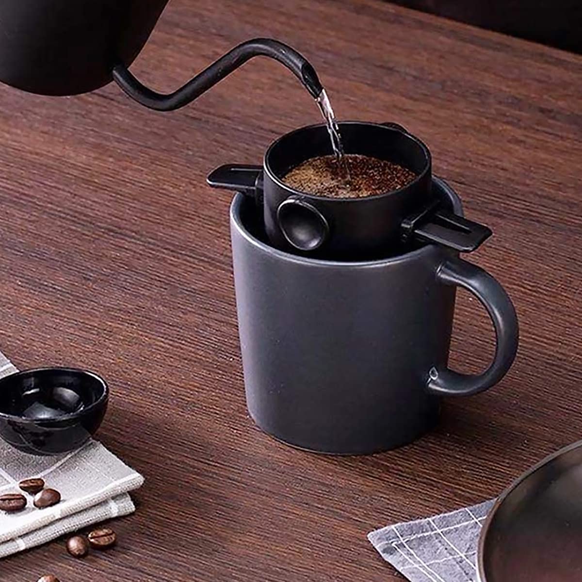 HASTHIP Filter Coffee Maker with Double Mesh Bottom Cup Paperless 2 PCS | Stainless Steel Dripper