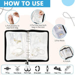 HASTHIP® Jewelry Organizer Travel Earring Organizer Case Transparent Jewelry Storage Book for Necklace Bracelet Ring With PVC Jewelry Pouches Zipper Bags
