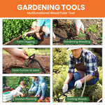 HASTHIP Weeder Hand Tool for Lawn and Garden with 15.7 in Steel 6 Claws | Rubberized Handle