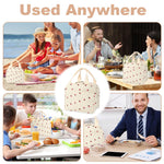 HASTHIP Insulated Lunch Bag for Office with Dual Zipper and 25.5x21x17cm Capacity | Corduroy Strawberry Design