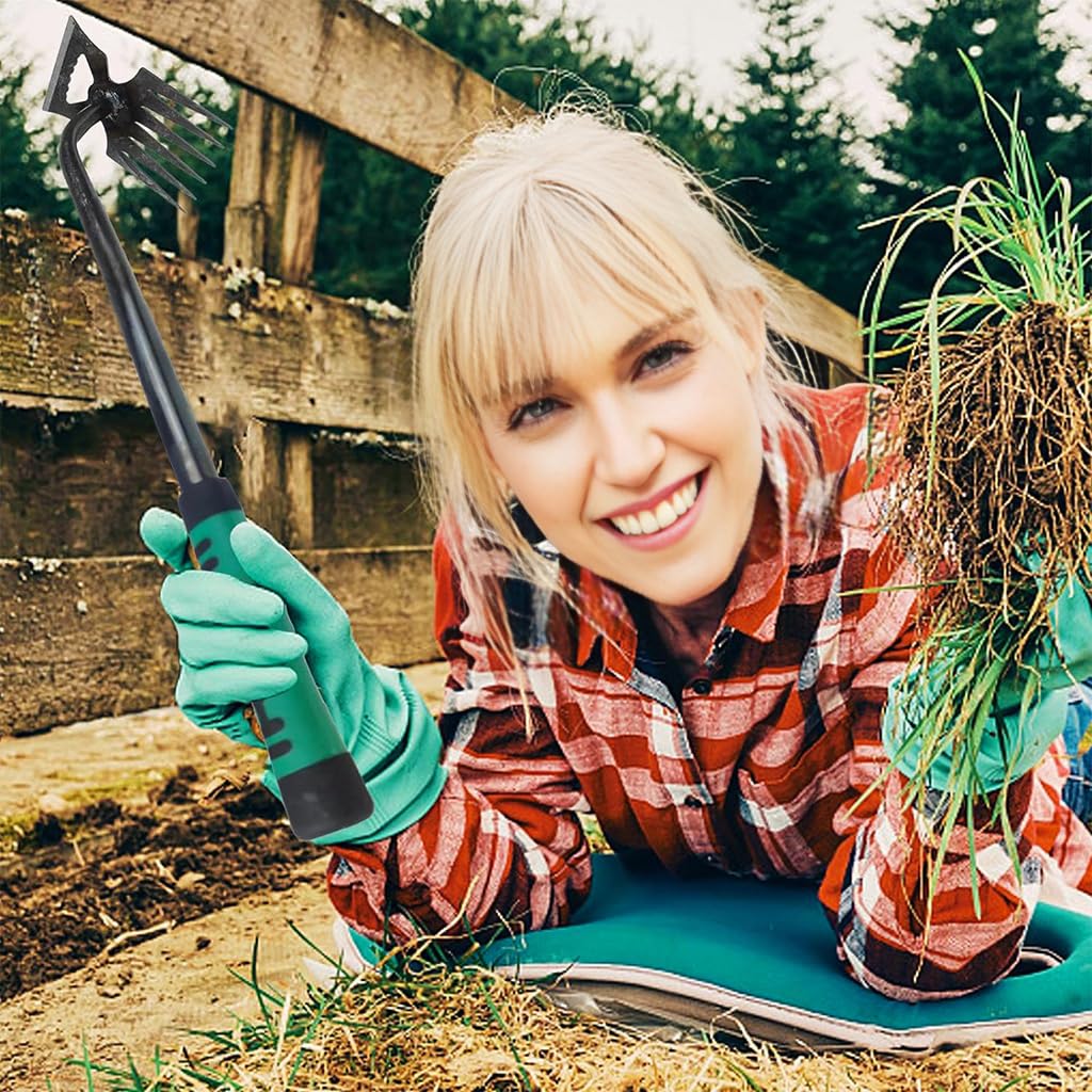 HASTHIP Weeder Hand Tool for Garden and Lawn Care featuring 6 Claws Steel Head | 40cm