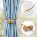 HASTHIP Magnetic Curtain Tiebacks Pack of 2 with Strong Magnet and Gold Polyester Rope | Ideal for Home and Office Drapes
