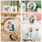 HASTHIP Embroidery Kit for Beginners with Pre Printed Canvas and Ribbon Art | Light Pink Set