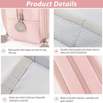 HASTHIP® Large Pencil Pouch with 8 Elastic Pen Sleeves, 3-Zipper Oxford Pencil Box, Pencil Pouch for Girls Aesthetic for School, Office, Makeup or Toiletries, 23.5x6.5x9.5 cm (Pink)