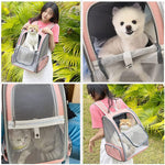HASTHIP® Mochila Transportadora para Mascotas Pequeñas y Medianas,Mochila Expandible con Malla Transpirable para Perros y Gatos,Diseño Ergonómico Cómodo Viajes Aire Libre (Rosa)