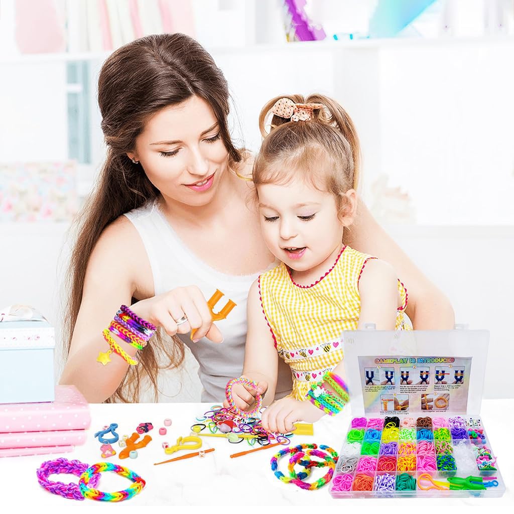 HASTHIP® Loom Bands Kit for Kids Girls,Rainbow Looms Rubber Band Craft Friendship Bracelet Making Loom Band Set With Braiding Tools,