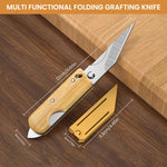 HASTHIP Grafting Cutter Tool 3 in 1 for Gardening featuring Wooden Handle and Steel Cleft
