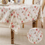 HASTHIP Tablecloth for 4 Seater Featuring Tassel Design and Water Resistant Cotton Linen Blend | 47.2 x 70.8 in Red Dining Table Cover