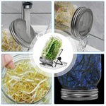 HASTHIP Seed Sprouting Jar for Kitchen Growing with 32oz Glass Jar & Stainless Steel Mesh Lid | Includes Shading Sleeve and Stand