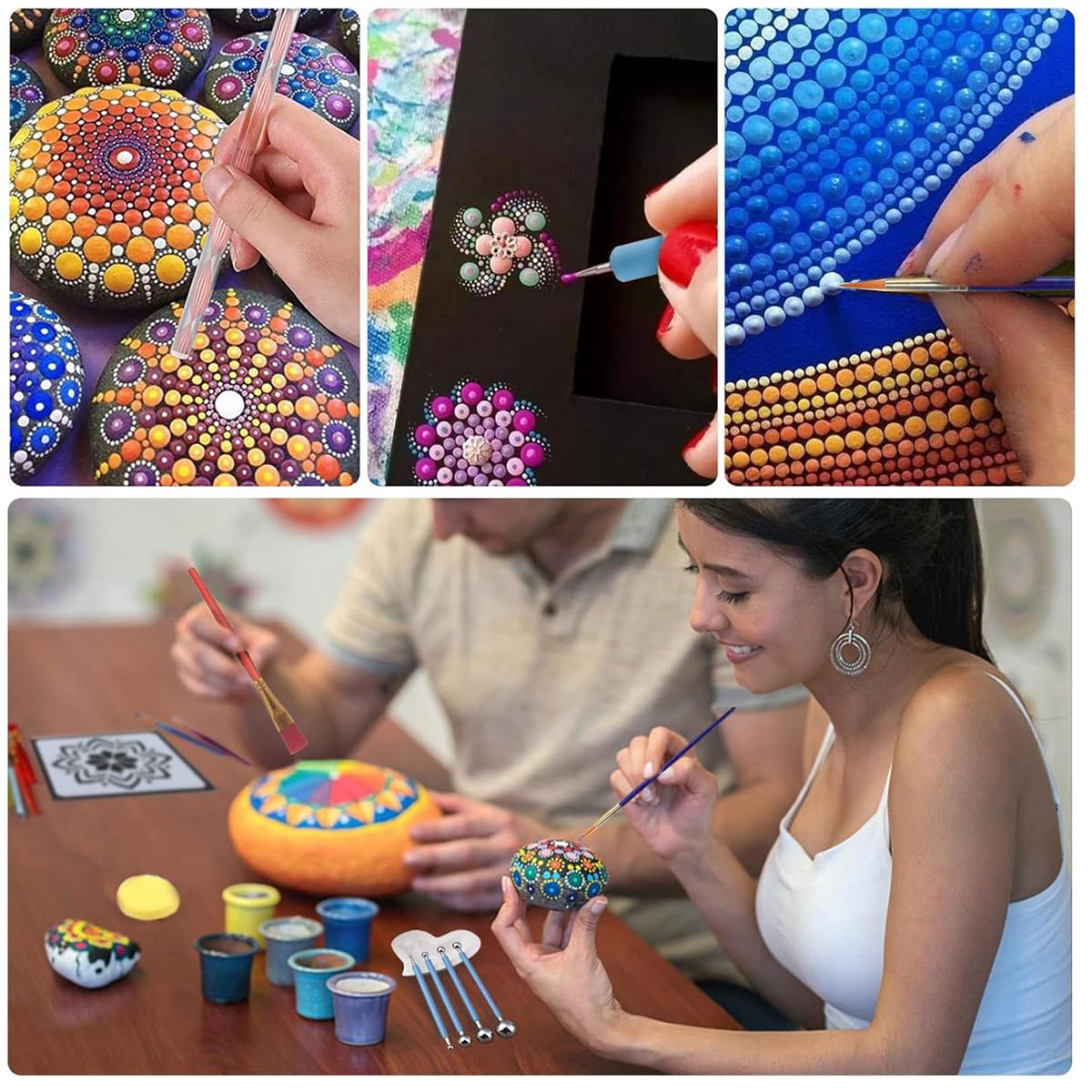 HASTHIP Mandala Art Kit for Beginners with Stencils and Brushes | DIY Painting Set for Kids and Adults