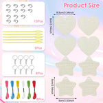 HASTHIP Cross Stitch Keychain Kit for DIY Crafts with 8 Wooden Blanks and 6-Color Yarn