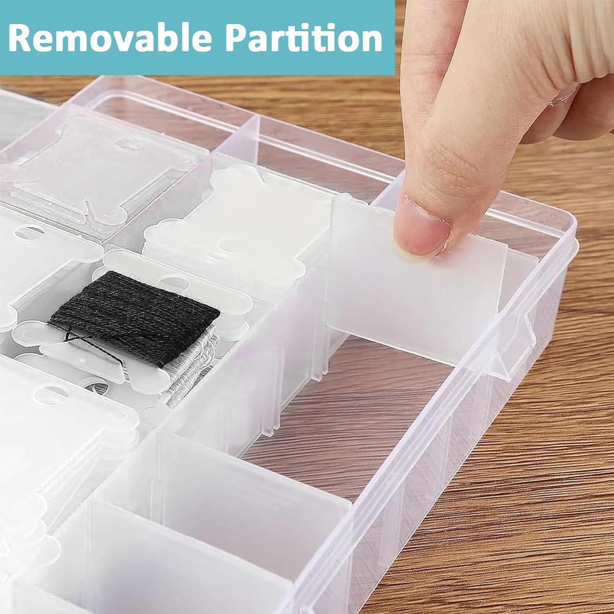 HASTHIP Embroidery Floss Organizer Kit for Cross Stitch with 24 Compartments and Bobbin Winder | Includes 120 Plastic Bobbins and Color Number Stickers