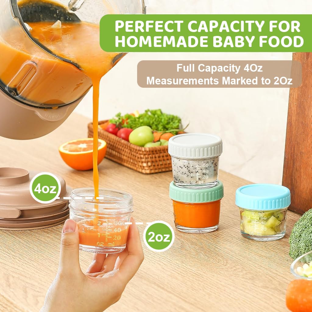 HASTHIP Salad Dressing Container Set for Seasonings and Jam 6 Pcs 4 Oz Glass Jars with Lids