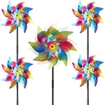 5Pcs Bird Repellent for Balcony, Colorful Reflective Pinwheels Pigeon Scarer, Ornamental 8-blade Windmill Anti Bird Device for Roof Edge, Fence, Garden Yard Lawn