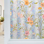HASTHIP Privacy Glass Window Film for Home and Office with Static Cling 45cm x 2m | UV Resistant Floral Design