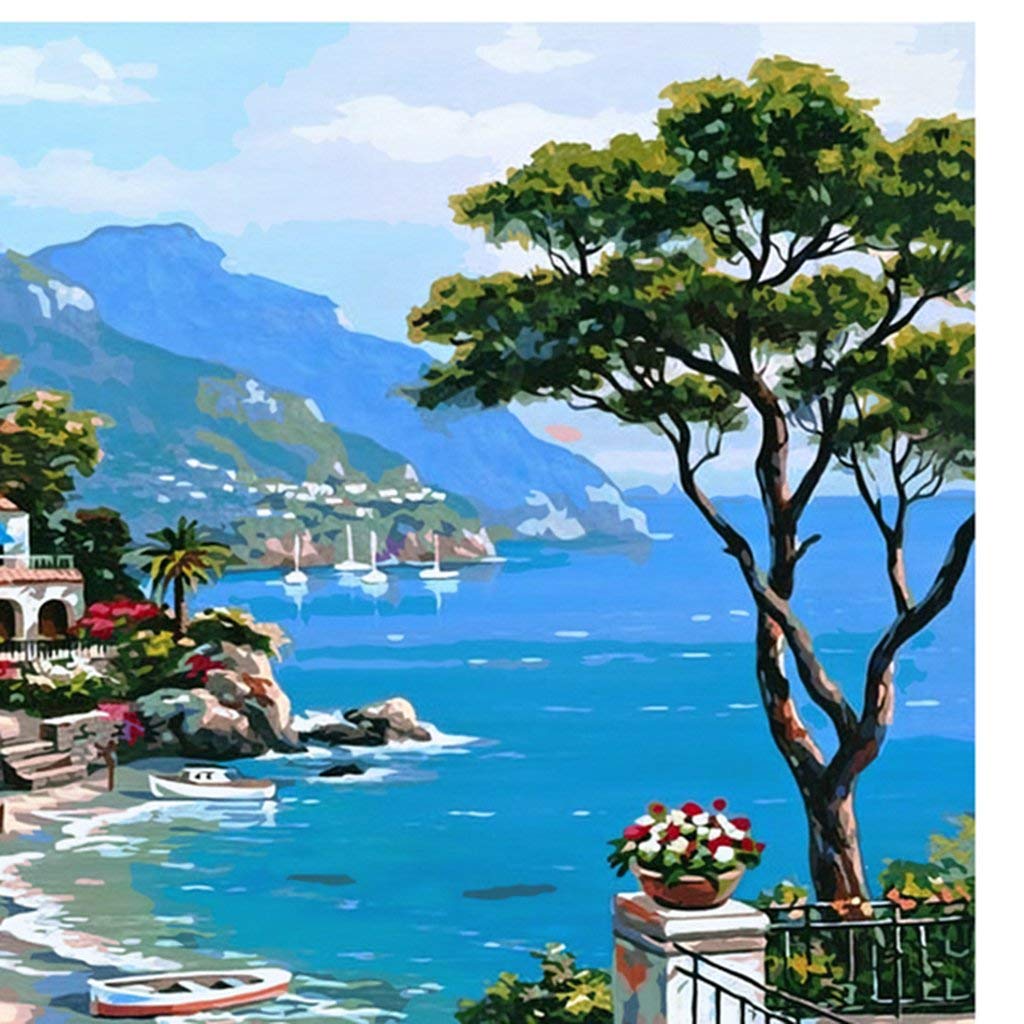 HASTHIP Digital Painting by Numbers Kit for Wall Art with Linen Canvas 50x40cm | DIY Drawing