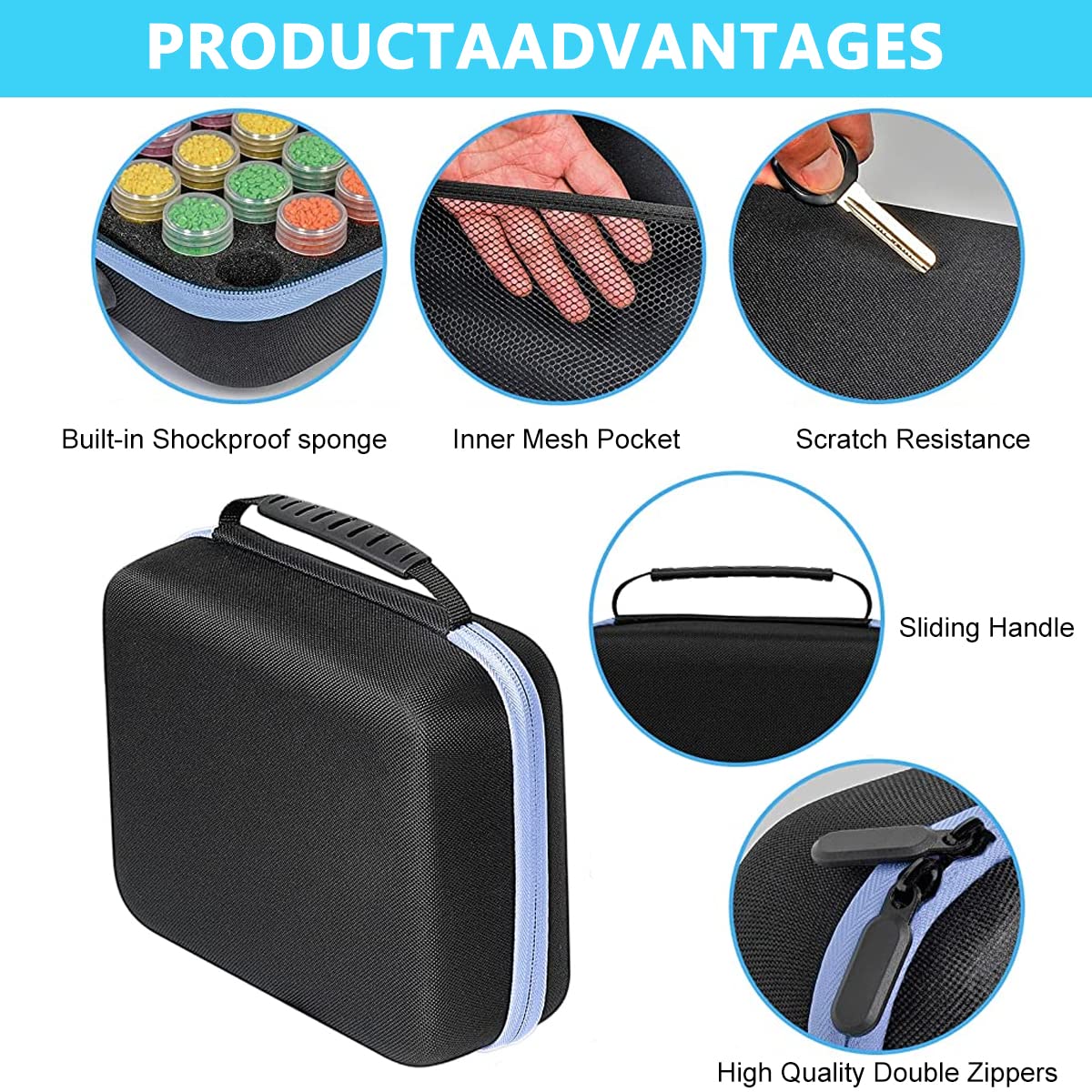 HASTHIP Diamond Painting Tools Kit with 30 Slot Storage Case and EVA Carry Bag | DIY Art Accessories