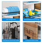 HASTHIP Dish Drying Rack for Kitchen with Double Layer Design and Removable Tray 43x23.5x39cm
