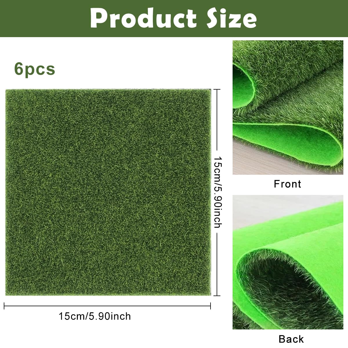 HASTHIP Artificial Grass Carpet for Christmas Decor with TPE Build 6 Pcs 15 cm | Indoor Floor Mat