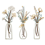 HASTHIP® 3 Pieces Metal Flowers Wall Art Rustic Farmhouse Decor Beige Minimalist Flower Wall Decors for Living room Bathroom Bedroom Dining Room-Housewarming Gifts