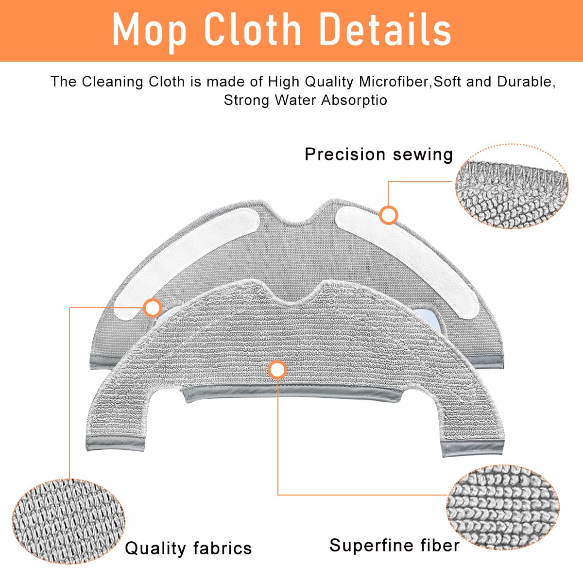 HASTHIP® 9Pcs Replenishment Kit, Replacement Parts Compatible with Mi Robot Vacuum X10, Replacement Accessories - 1 Main Brush, 2 Side Brushes, 2 Mop Cloth, 2 Dust Collection Bags, 2 Filters.