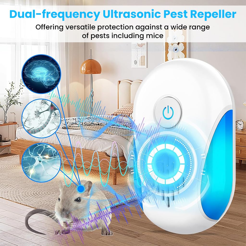 HASTHIP Ultrasonic Pest Repeller for Indoor Use with Dual Frequency Modes and Blue LED | Child & Pet Safe Plug‑in Control