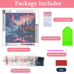 HASTHIP® 4pcs DIY Diamond Art Painting Kit 5D Diamond Art Painting Kit Hyper-Realistic Scenery Diamond Painting Wall Decor Beginners Diamond Art Painting Supplies DIY Home Gift, 11.8 x 11.8 Inch