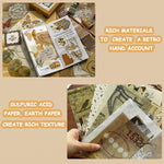 HASTHIP Scrapbook Stickers Kit for Journaling and DIY Crafts with 14 Sheets and 60 Page Notebook | Vintage Aesthetic Paper Set