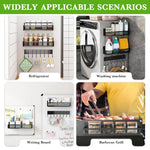 HASTHIP Magnetic Kitchen Organiser for Fridge with 10 in 1 Hook Rack and 3 Metal Baskets