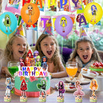 HASTHIP Birthday Party Supplies for Purple Butterfly Theme with 6 Hanging Spirals and 12 Cake Toppers