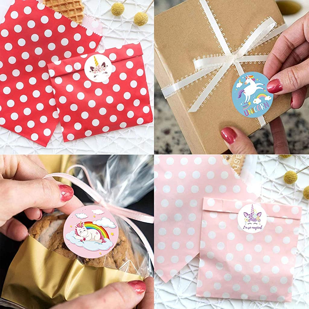 HASTHIP Unicorn Stickers for Kids DIY Crafts and Gift Bags 2000 pcs 1 inch Self Adhesive | Colorful Paper Decorations