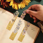 HASTHIP® Juego de marcapáginas metálicos con diseño mariposas y flores