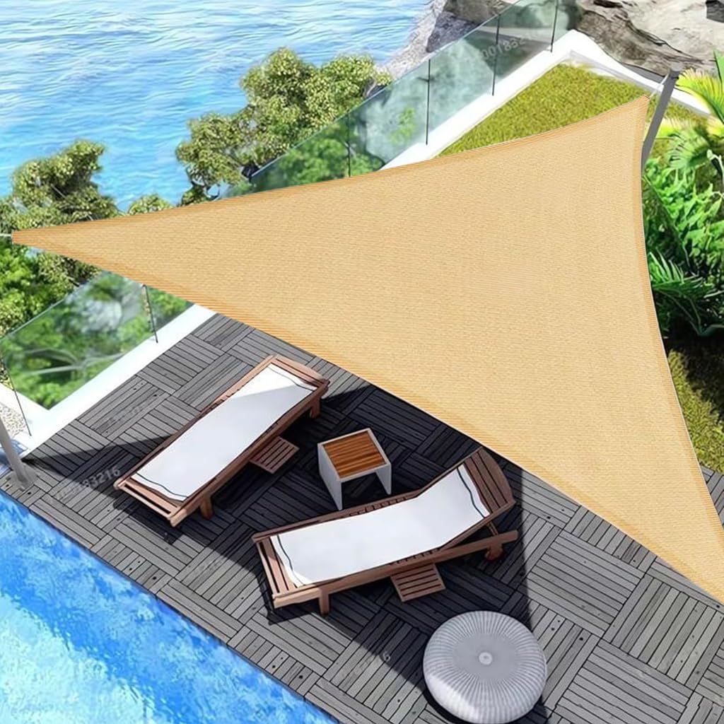 HASTHIP Sun Shade Sail for Backyard and Camping with 118 in Triangle Canopy & D Rings | Beige HDPE Outdoor Cover